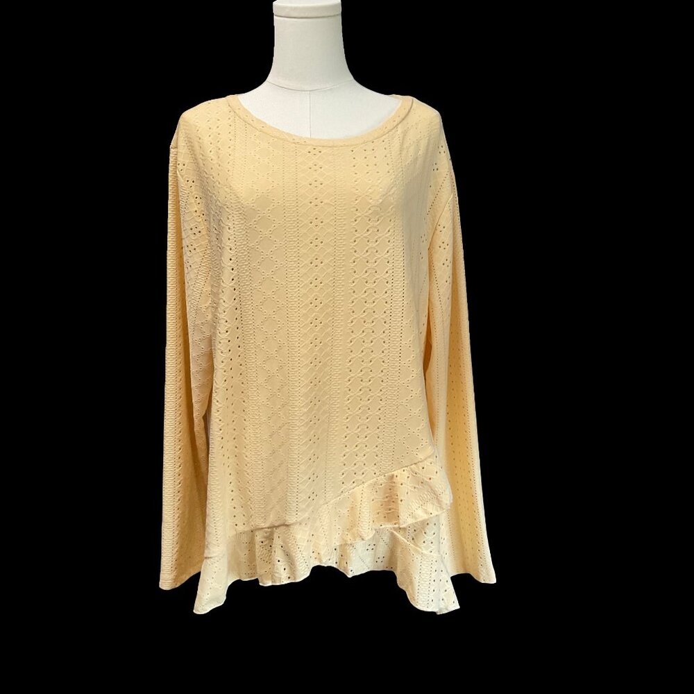 Orange Eyelet Top w/ Ruffle Hem